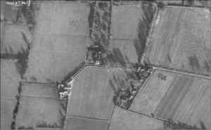 1940's aerial photograph which shows the out field boundaries relating to the priory site.